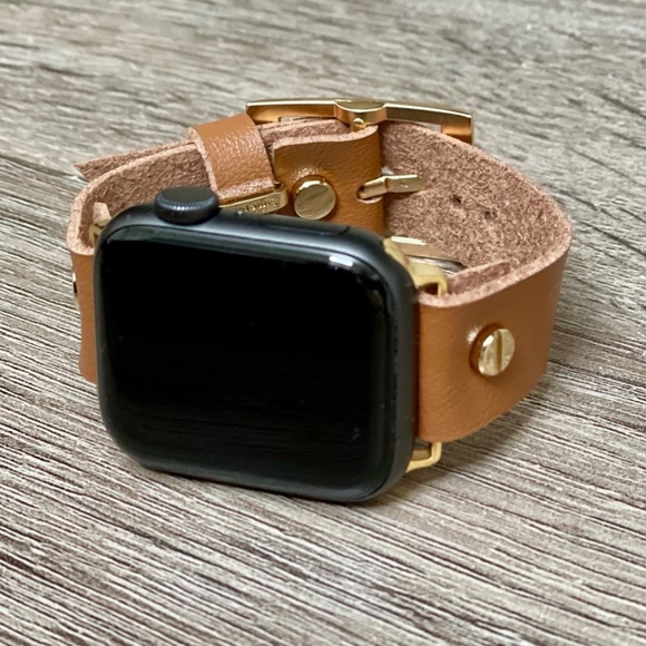 Light Brown Vegan Faux Leather Gold iWatch Band main image 9